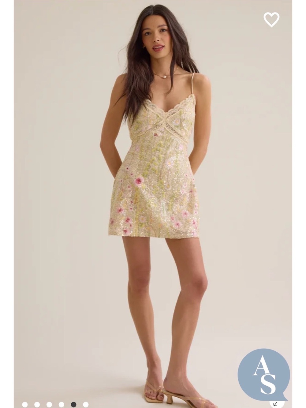 Altar'd State Yellow Floral Sequin Mini Dress